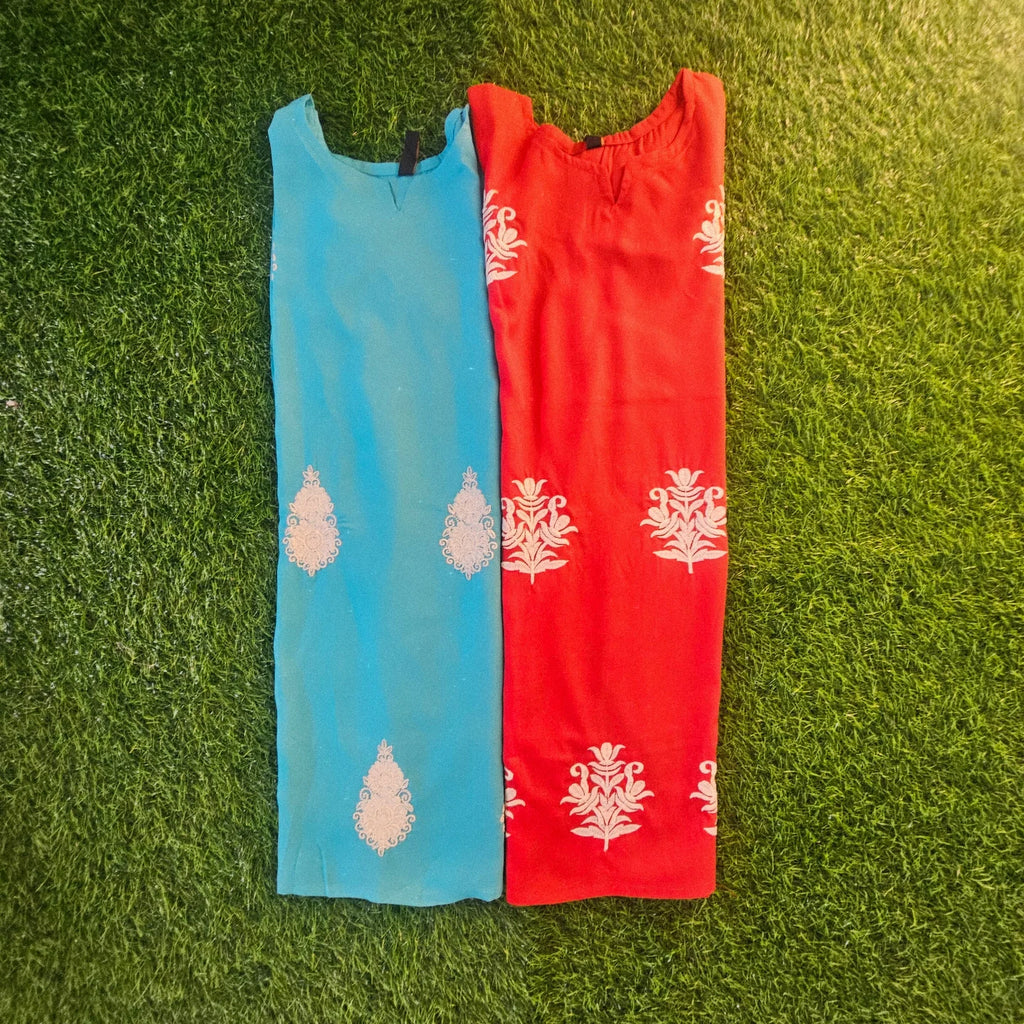 Women's Straight Fit Tunic Hand Embroidered Lucknowi Chikankari Straight Top Short Kurti