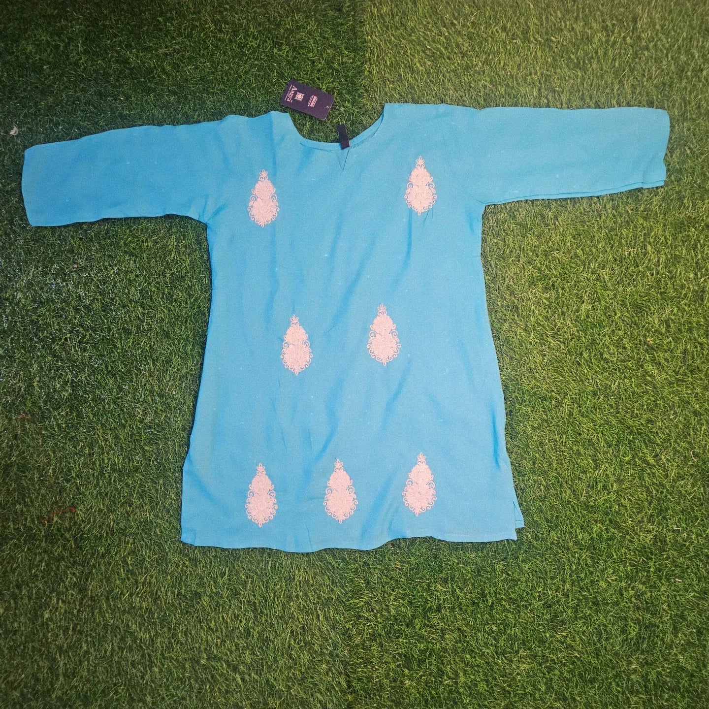 Women's Straight Fit Tunic Hand Embroidered Lucknowi Chikankari Straight Top Short Kurti