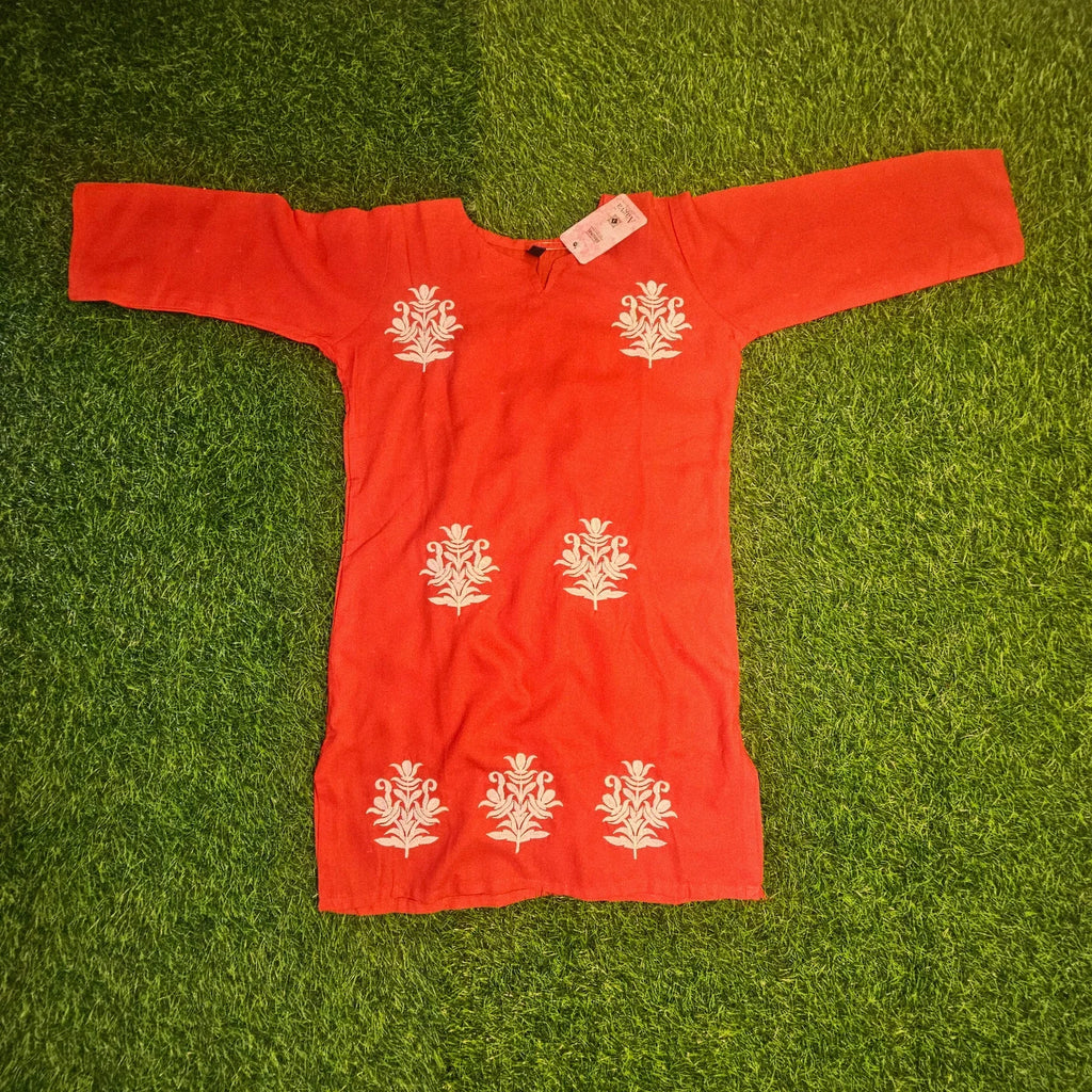 Women's Straight Fit Tunic Hand Embroidered Lucknowi Chikankari Straight Top Short Kurti